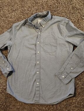 American Eagle Outfitters Blue Micro-Pattern Button-Down Shirt